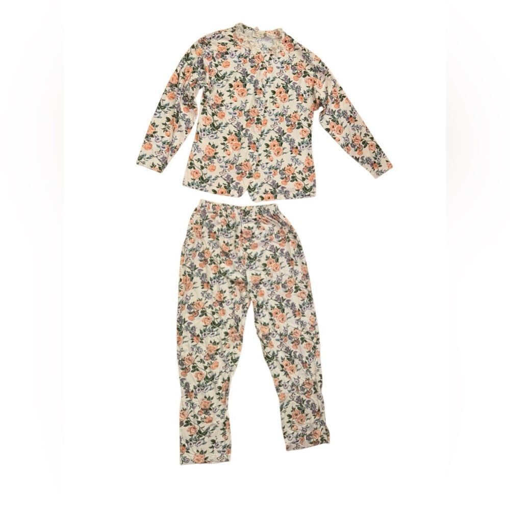 Vintage Gold Tag Victorias Secret 100% Cotton Floral Pajama Set - Size Small